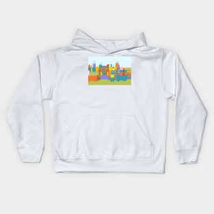 Medieval Castle Stronghold Towers Colorful Illustration Kids Hoodie